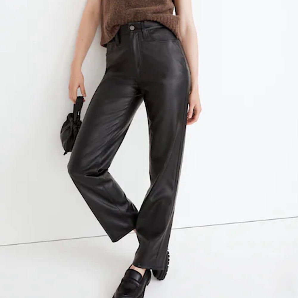 Madewell The Perfect Vintage Straight Jean Faux Leather Edition Black‎ Size 26